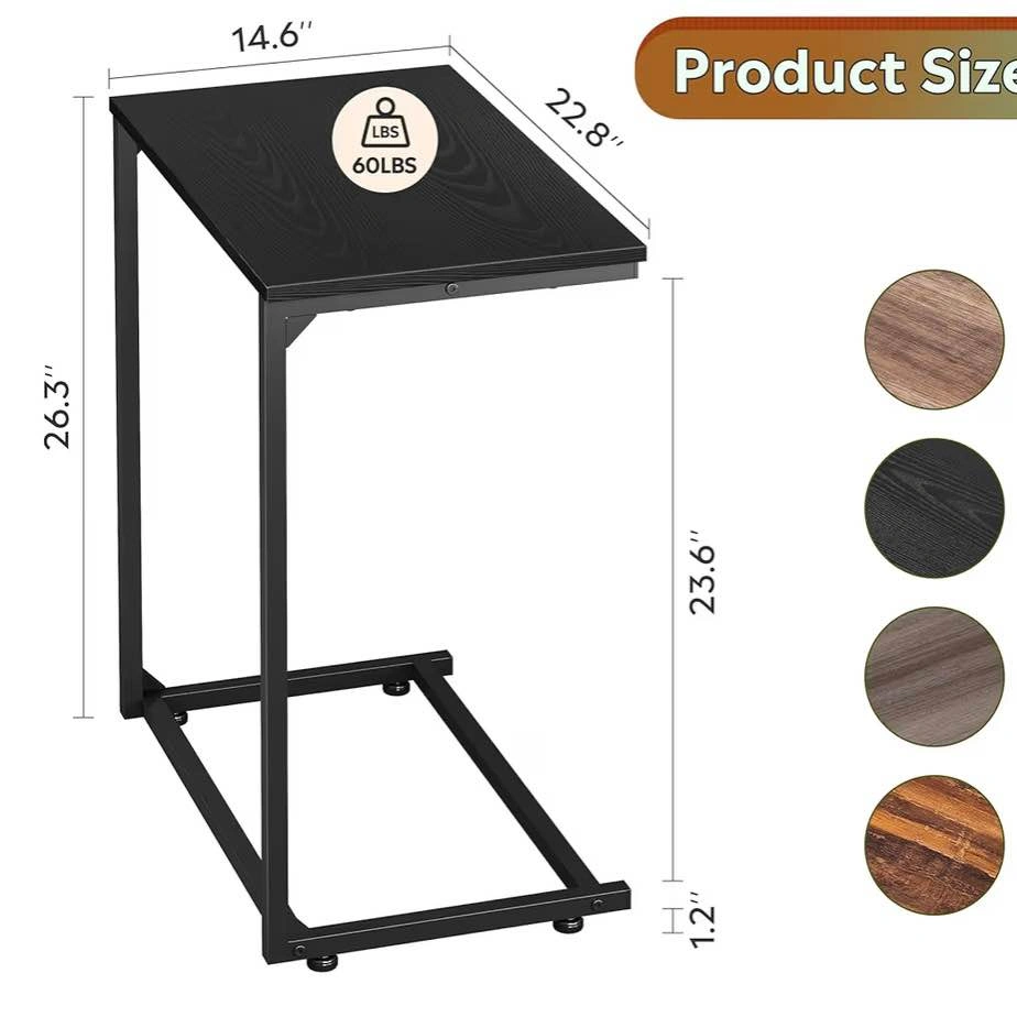 Black C-Shaped Side Table / Small Desk - photo 5