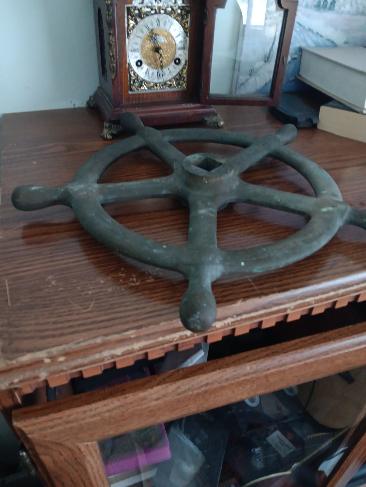 Ship wheel, solid brass antique.