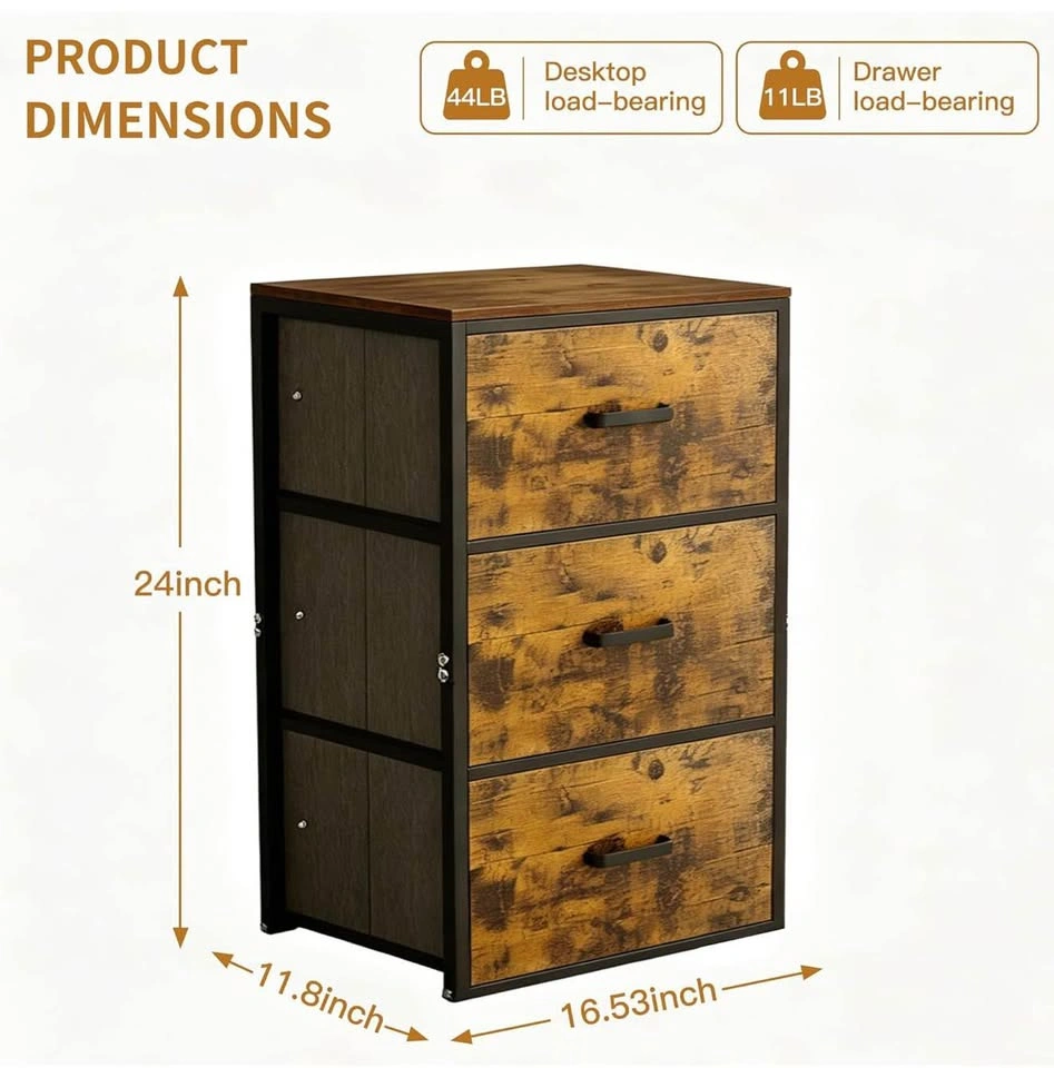 (New) Nightstand with 3 Drawers - photo 3