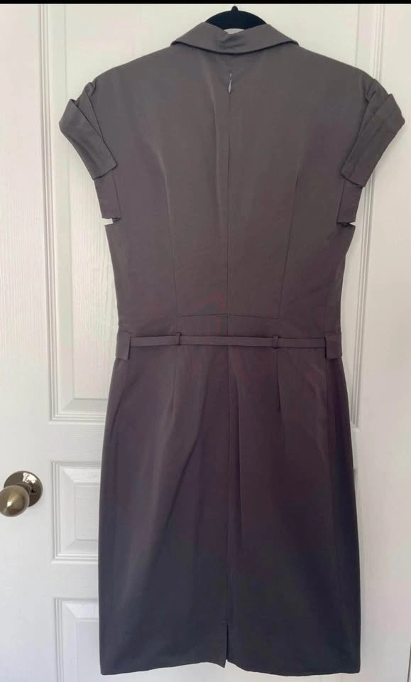 BNWT HUGO BOSS Dark Grey Collared Shirt Dress Tie Waist - photo 2