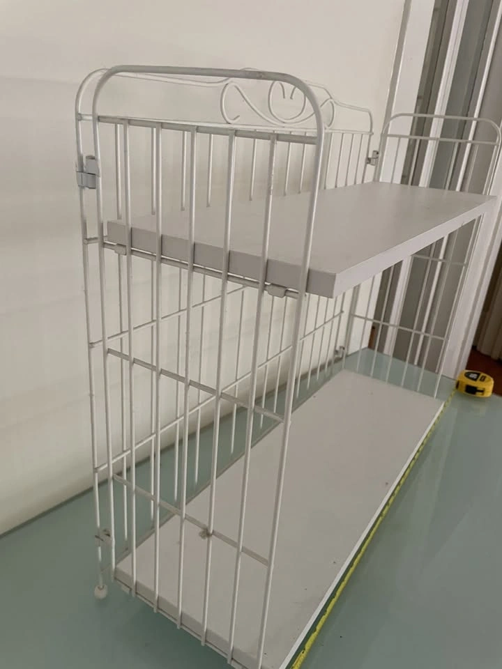 Metal display rack with wood shelves - photo 2