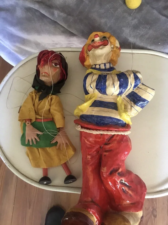 Paper Mache Clown and Marionette - $20 each thumbnail