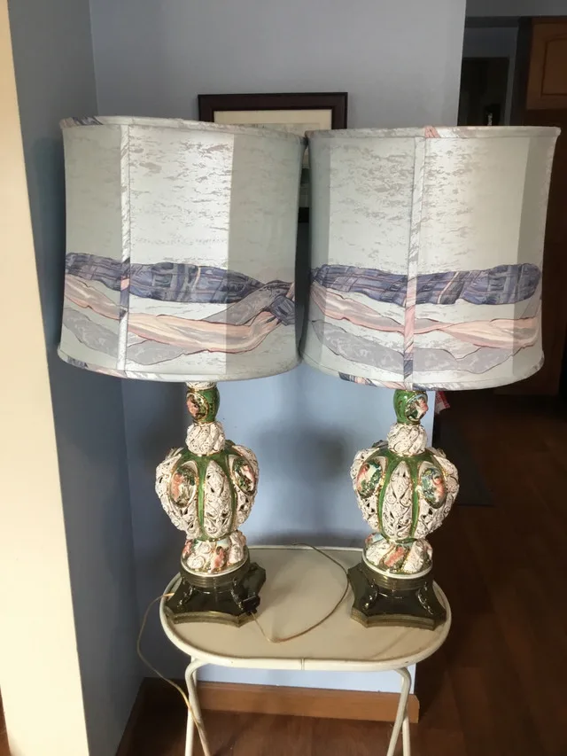 Vintage Ceramic Table Lamps - Brass Base thumbnail