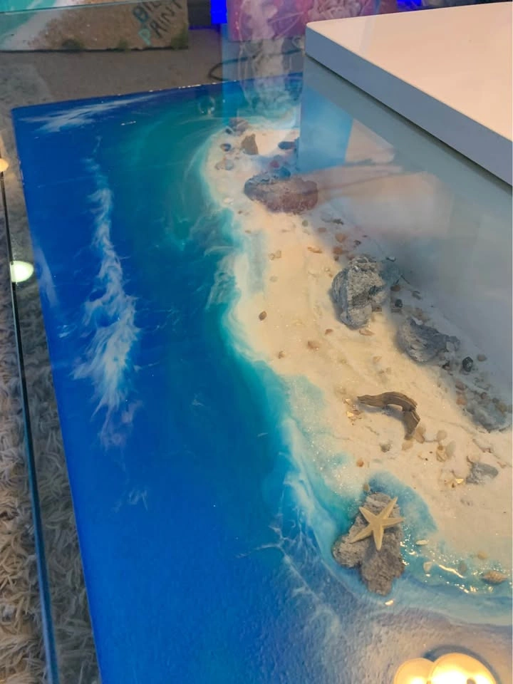 Handcrafted Ocean Resin Coffee Table - photo 3