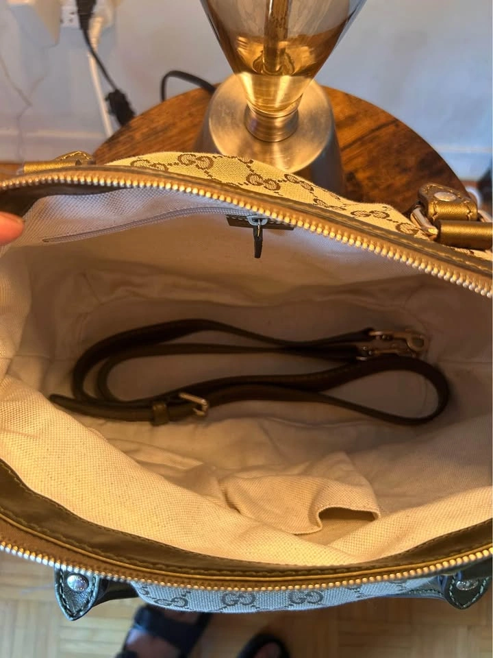 Gucci GG Canvas Handbag Olive Green Leather - photo 4
