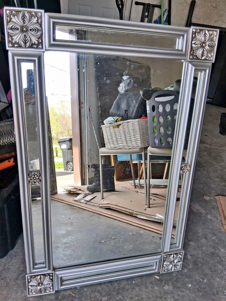 Antique wood mirror, Silver