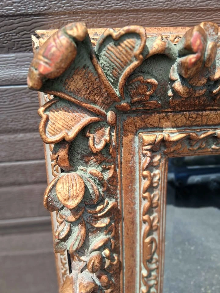 Antique ornate bronze and black mirror - photo 3