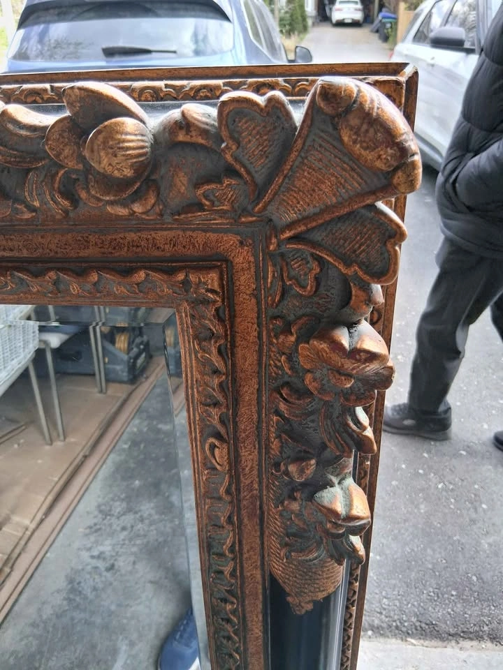 Antique ornate bronze and black mirror - photo 5