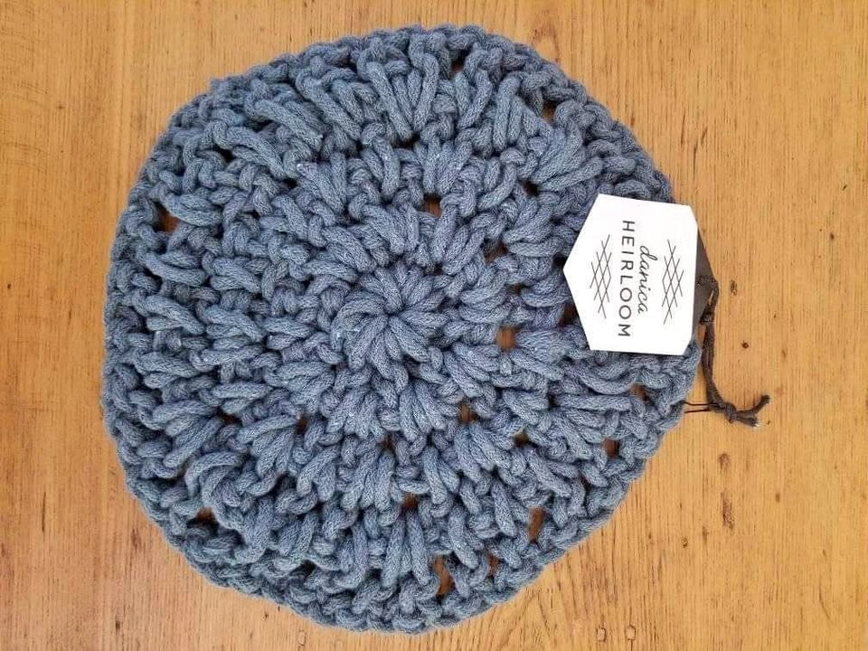 New blue knit / crochet trivet