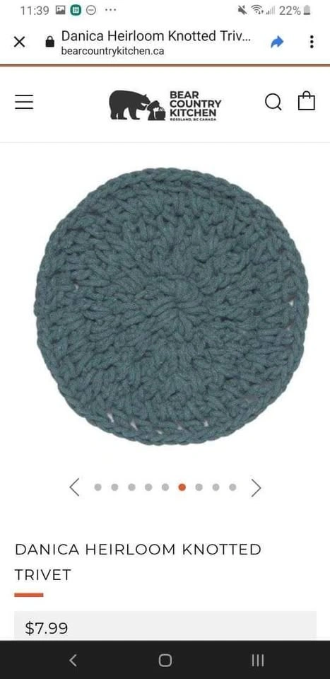 New blue knit / crochet trivet - photo 3