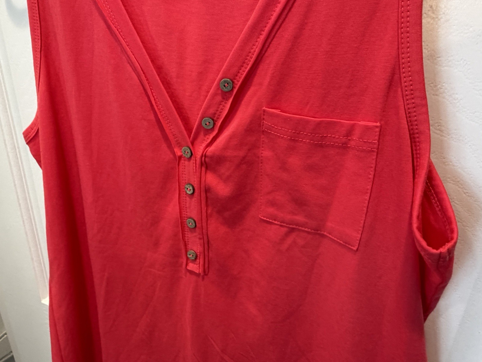 Women's Deep Coral Sleeveless V-neck Tank Top - Size L - photo 4