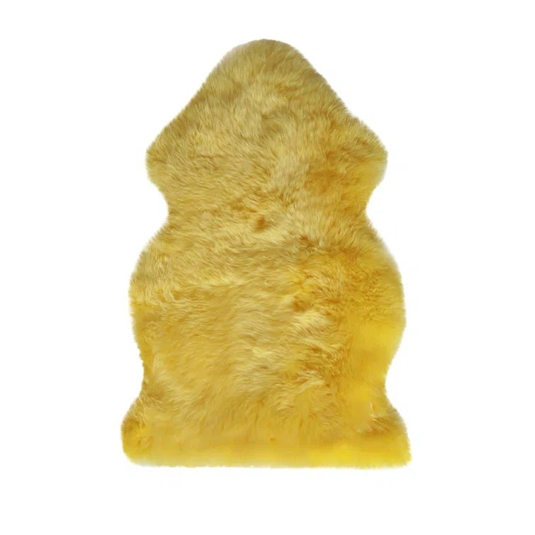 Brand New Haghni Handmade Sheepskin Yellow Indoor Rug