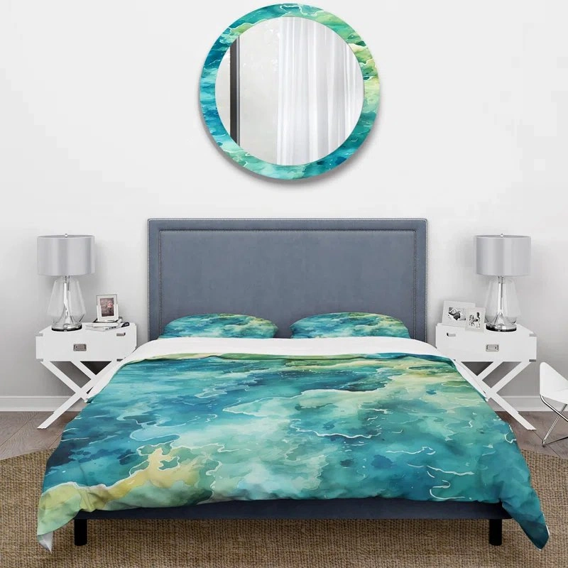 Green Peaceful Tide Pools II Duvet Cover Set - Queen