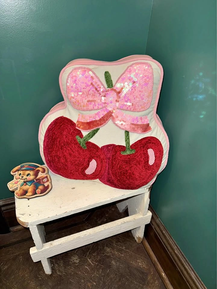 Beaded Cherries Pillow