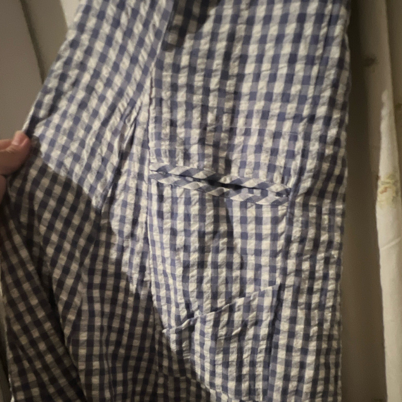 Tulip Blue/White Gingham Sleeveless V-Neck Wide-Leg Jumpsuit M - photo 2