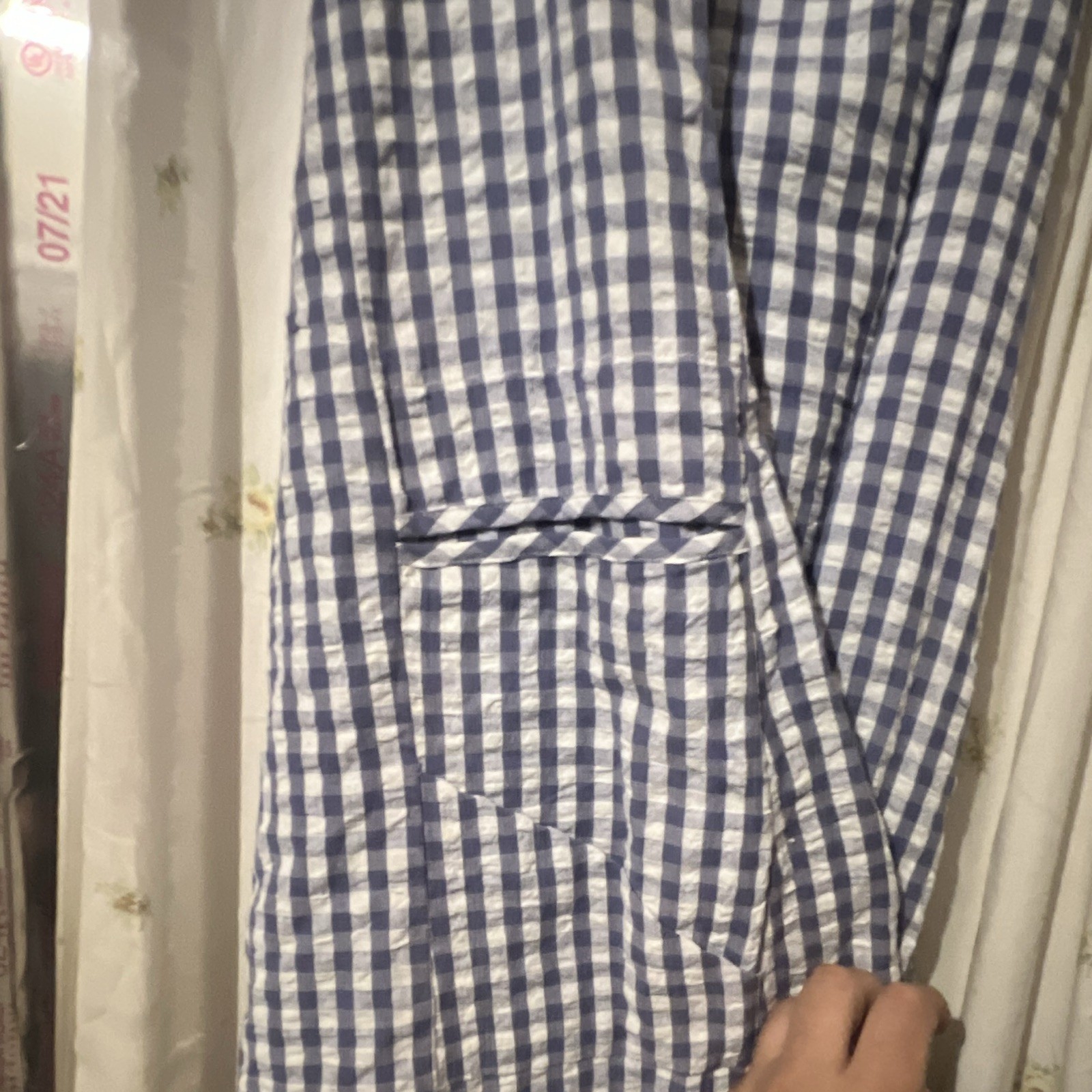 Tulip Blue/White Gingham Sleeveless V-Neck Wide-Leg Jumpsuit M - photo 3