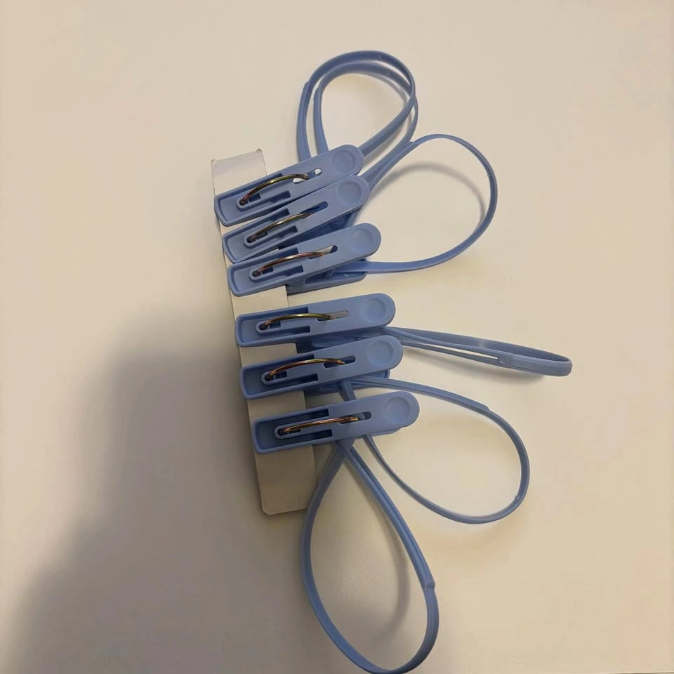 Laundry clips with rope light blue 6 pcs