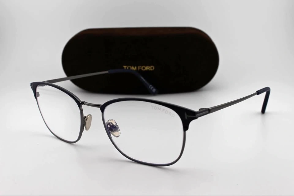 TOM FORD New Mens Eyeglasses FT5750-B 091 Matte Blue/Shiny Dark