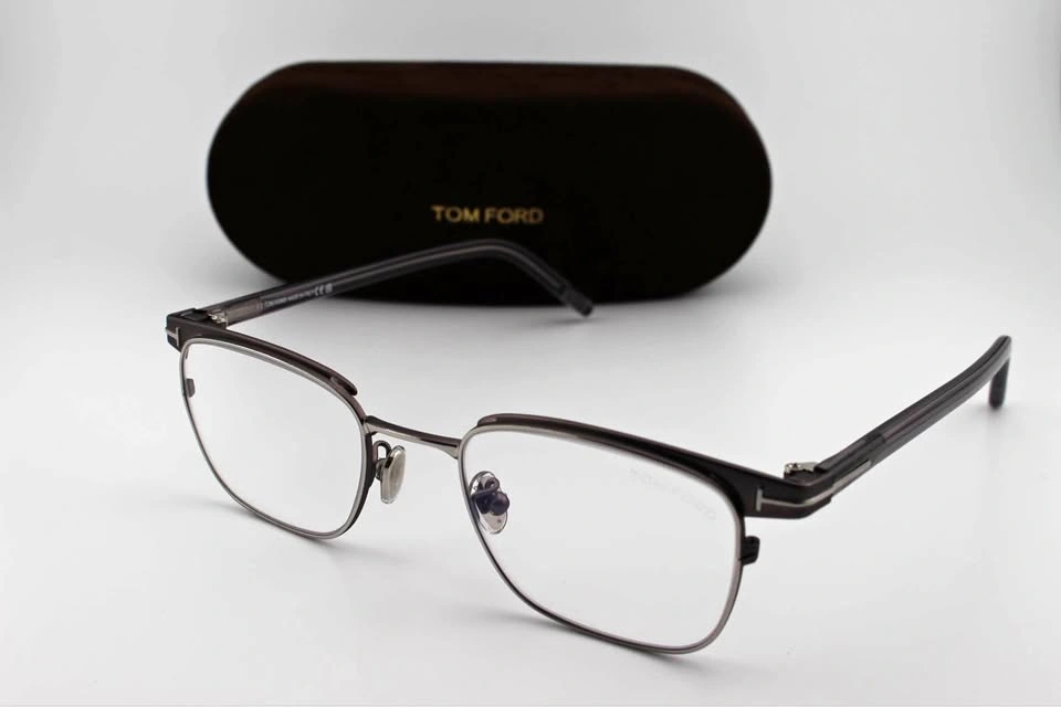 TOM FORD Men's Eyeglasses Shiny Gunmetal FT5854-D-B008 49mm