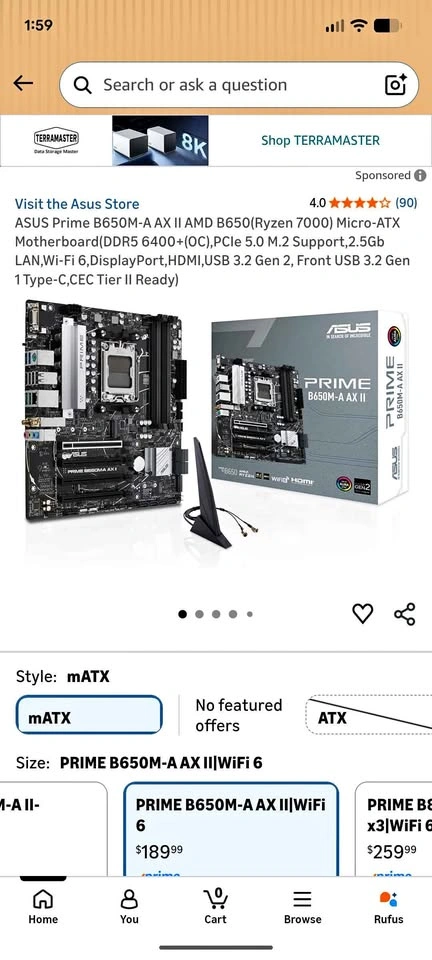 ASUS Prime B650M-A AX II WiFi 6 mATX Motherboard