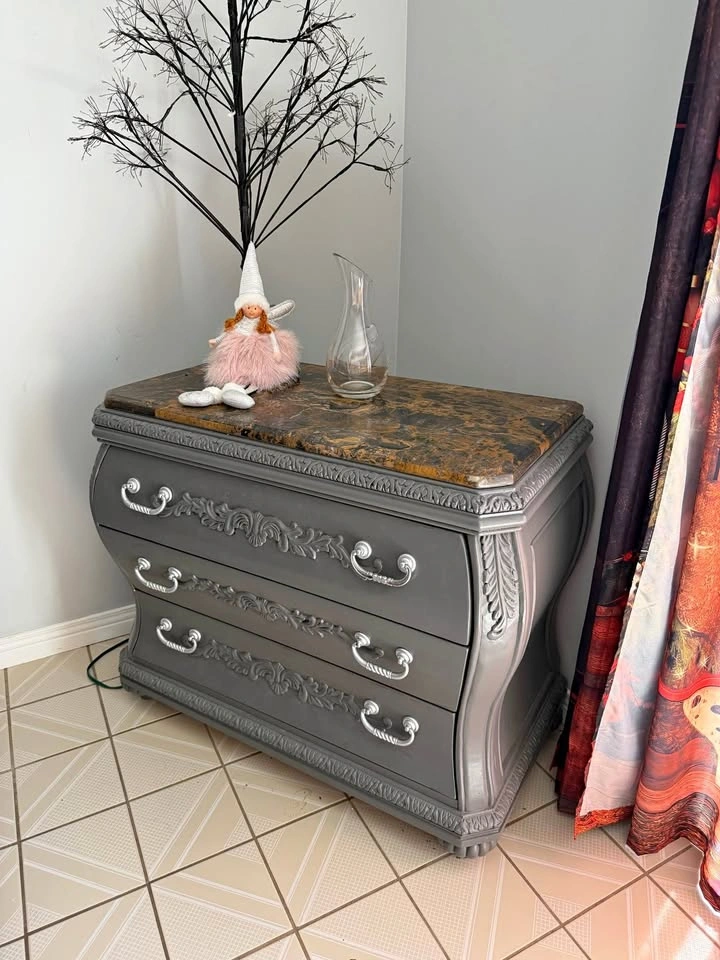 Vintage Granite-Top Wooden Dresser / Accent Chest