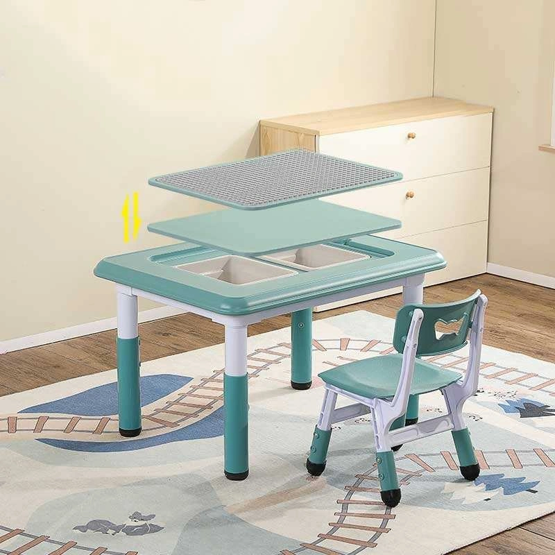 Kids 2-in-1 Building Block or Drawing Table Set with 2 Chairs - photo 5