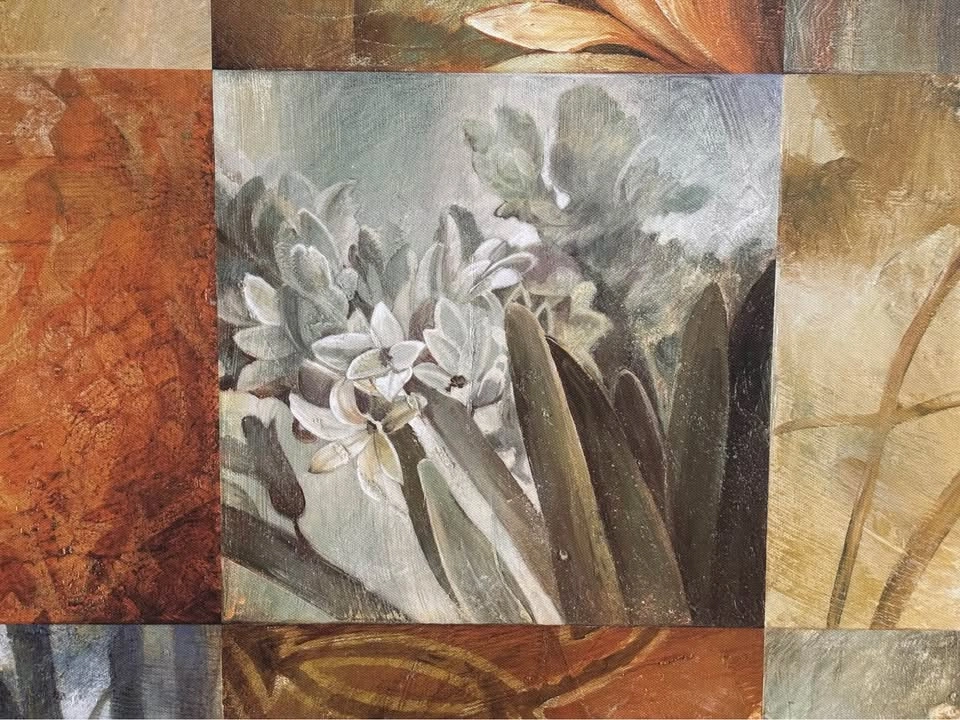 9-Panel Mixed Media Floral Abstract Art - photo 3