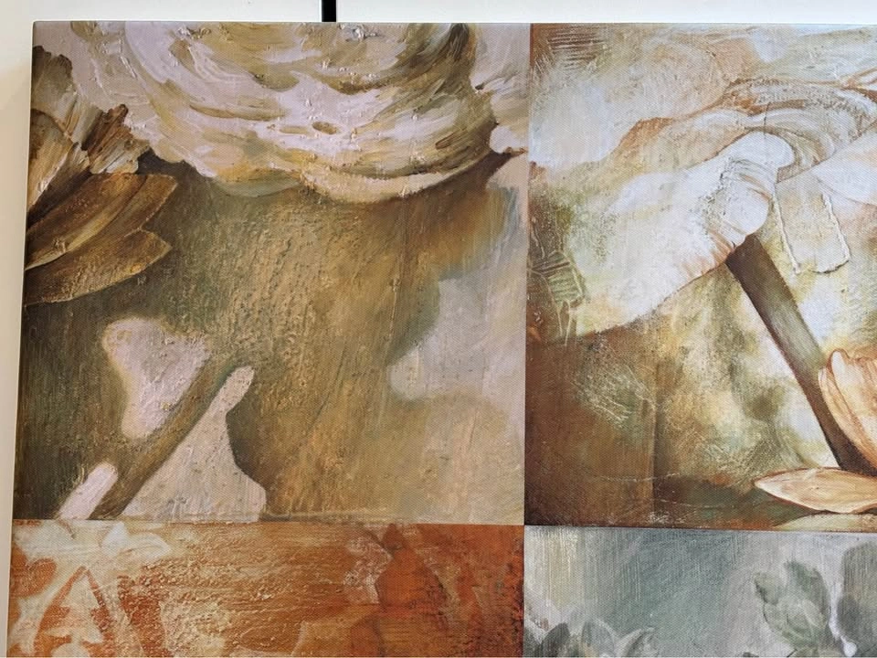 9-Panel Mixed Media Floral Abstract Art - photo 4