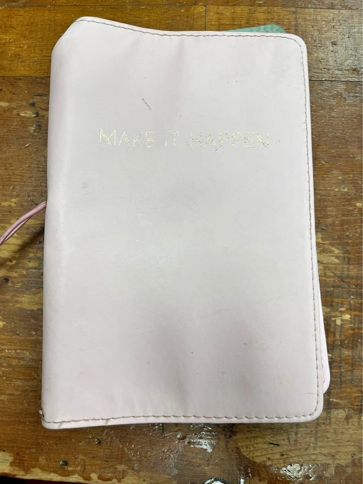 Pink Leather Journal with "MAKE IT HAPPEN" Embossed