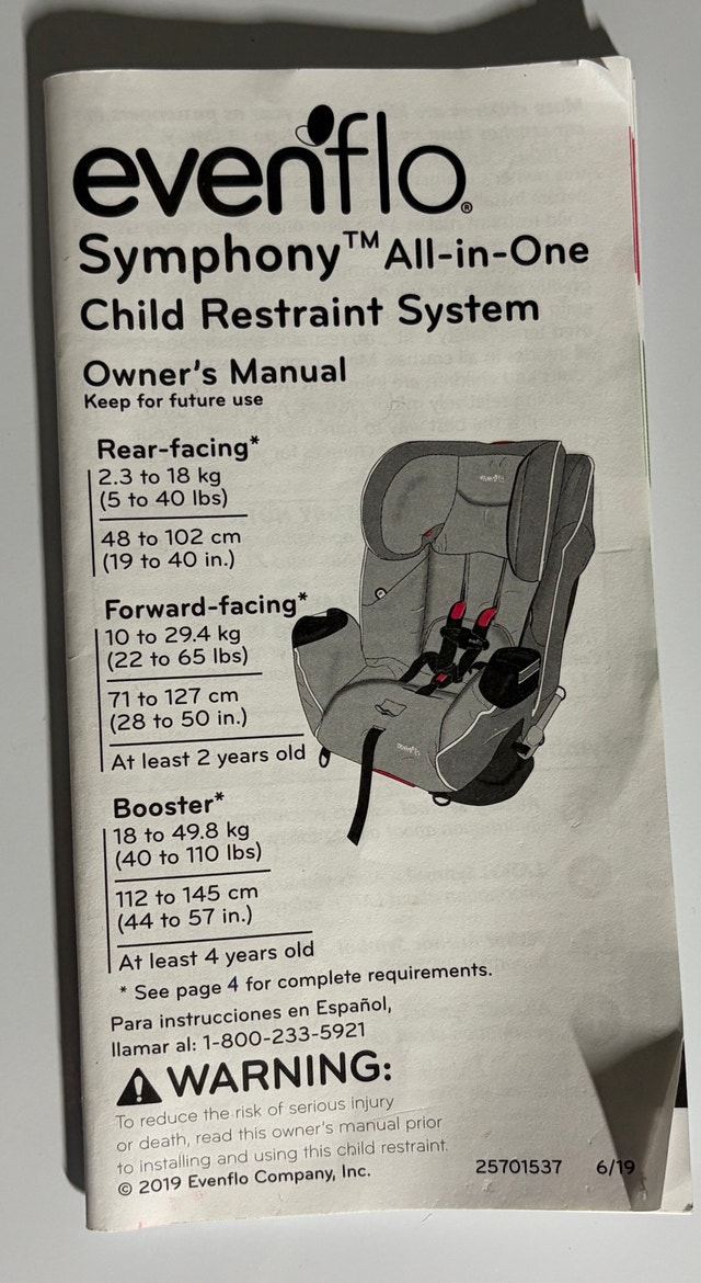 EvenFlo Symphony All In One Car Seat - photo 3