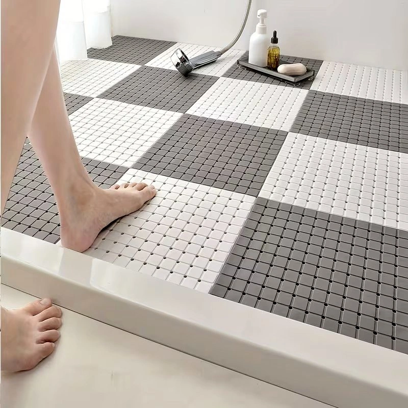 Non-slip interlocking shower bathroom toilet mat tiles 6pcs whit