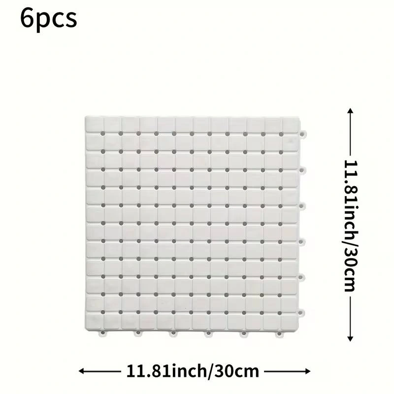 Non-slip interlocking shower bathroom toilet mat tiles 6pcs whit - photo 2