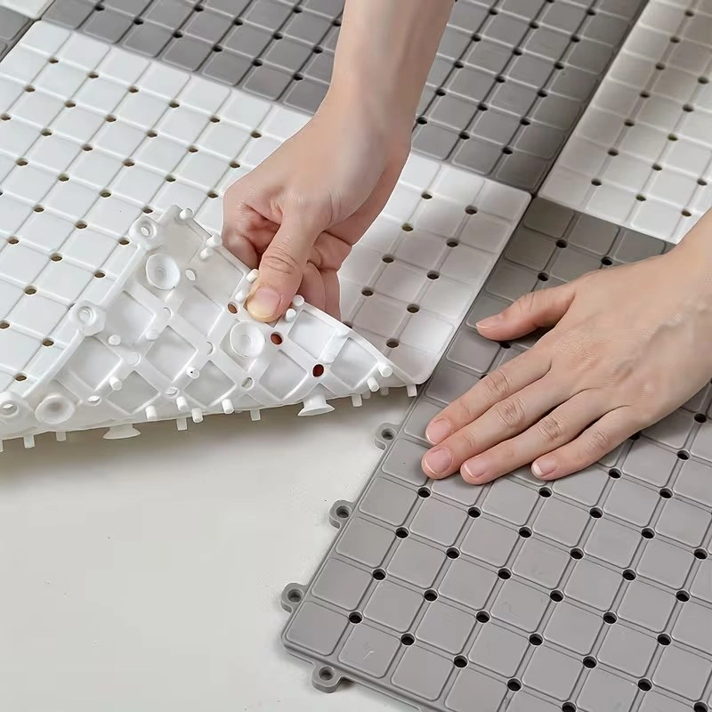 Non-slip interlocking shower bathroom toilet mat tiles 6pcs whit - photo 5