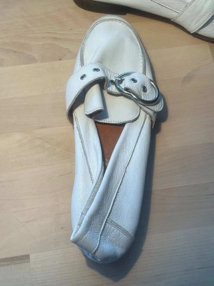 L'INTERVALLE White Leather Loafers Flats Buckle EU 41 - photo 5