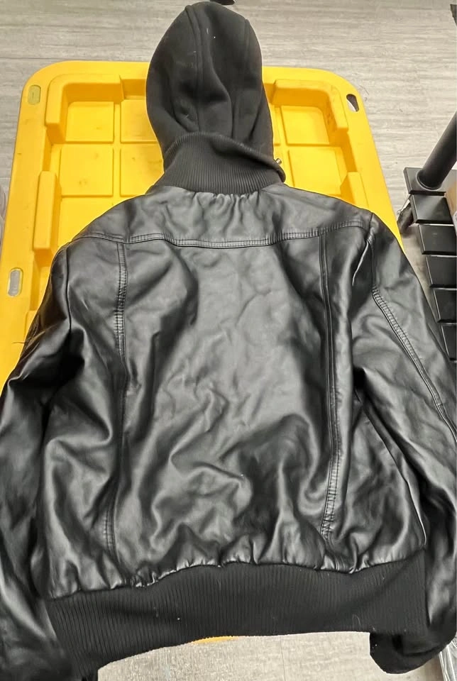 NEW LOOK Women's Black Faux-Leather Hooded Moto Jacket - Size M - photo 4