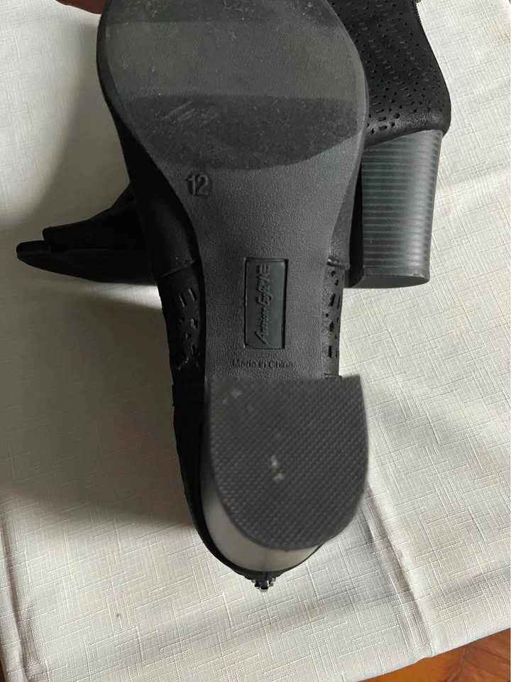 American Eagle Open-Toe Booties - Laser Cut, Block Heel, Back Zi - photo 3