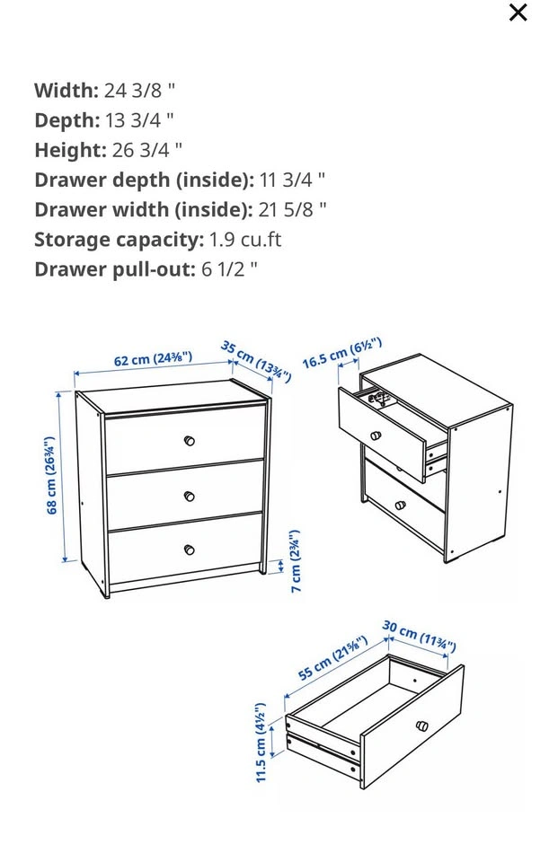 Wooden 3-drawer dresser - photo 3