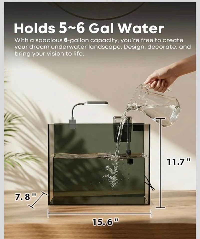 5 Gallon Glass Aquarium Starter Kit w/ Heater & Filter - photo 3
