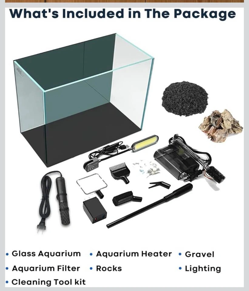 5 Gallon Glass Aquarium Starter Kit w/ Heater & Filter - photo 5
