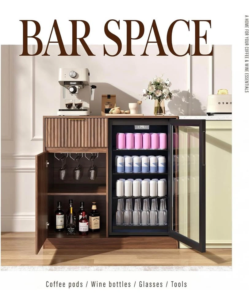 NIB Mini Fridge Cabinet w/ Power Outlet, Coffee Bar - photo 3