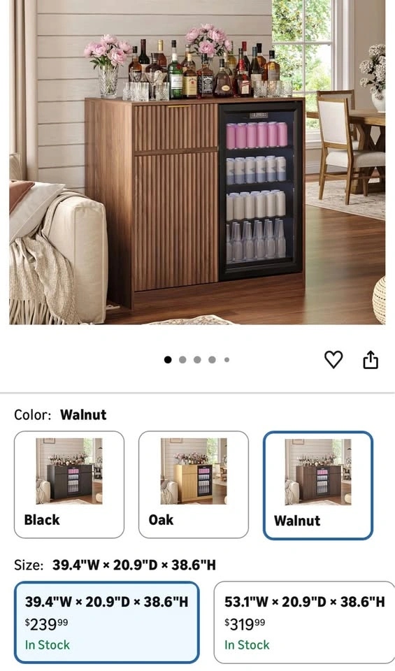 NIB Mini Fridge Cabinet w/ Power Outlet, Coffee Bar - photo 5