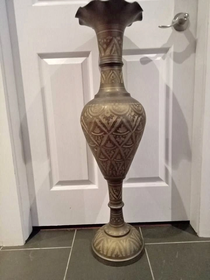 Vintage 35-inch Metal Vase
