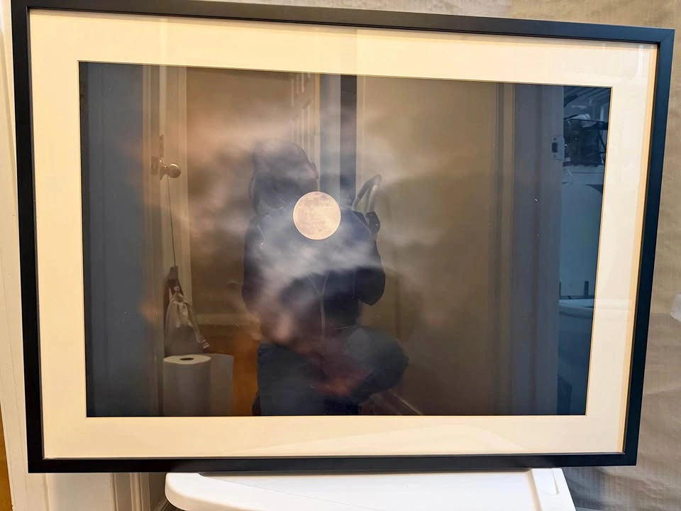 Large Framed Moon Cloud Wall Art Print – Modern Celestial Decor