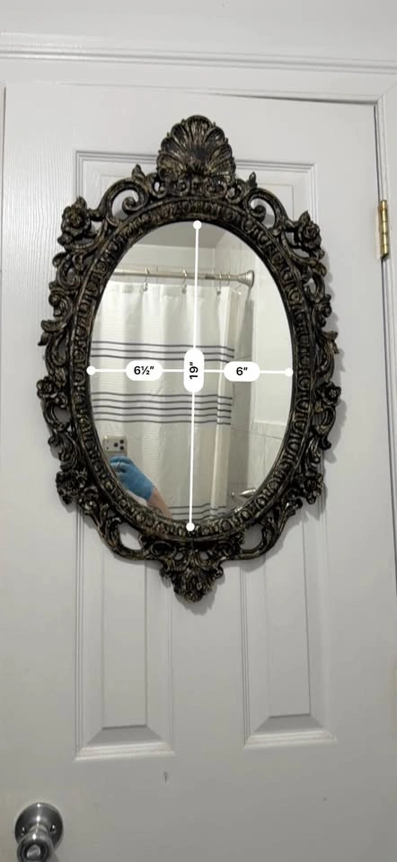 Vintage Baroque Oval Mirror – Black & Antique Gold Gothic Wall D - photo 4