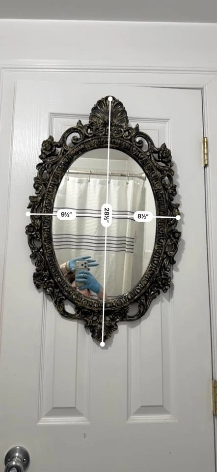 Vintage Baroque Oval Mirror – Black & Antique Gold Gothic Wall D - photo 5