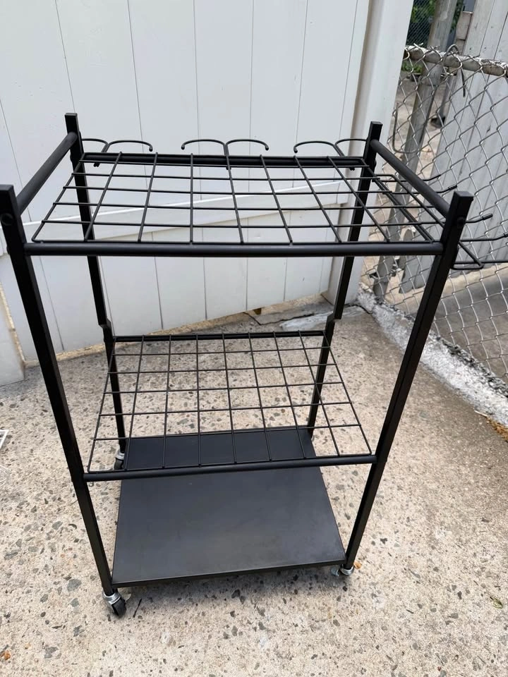 Rolling Bar Cart w/ Wine Glass Holders – Metal Industrial Style - photo 2