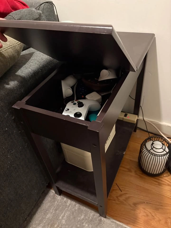 Dark Brown Flip-Top Storage End Table - photo 2