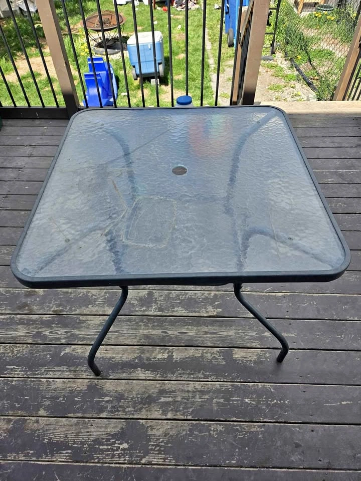 Square Glass Top Patio Table