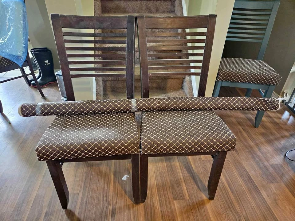 Set of 4 Slatted Back Dining Chairs with Extra Fabric