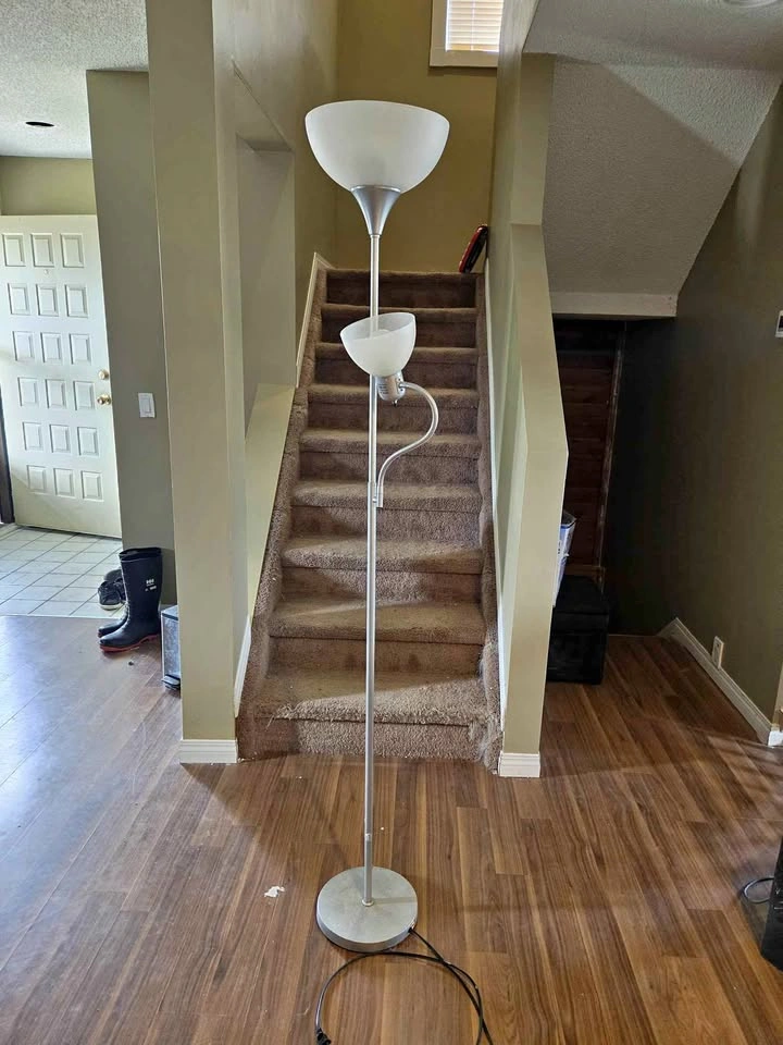 Silver Torchiere Floor Lamp with Reading Light